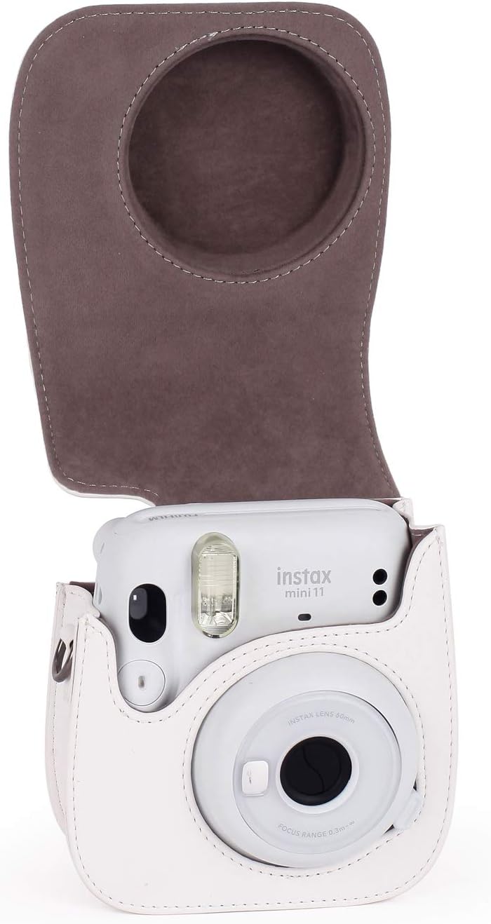 Phetium Instant mini 12 Camera Protective Case Compatible with Instax Mini 12 11,PU Leather Bag with Pocket and Adjustable Shoulder Strap (White) - Image 3